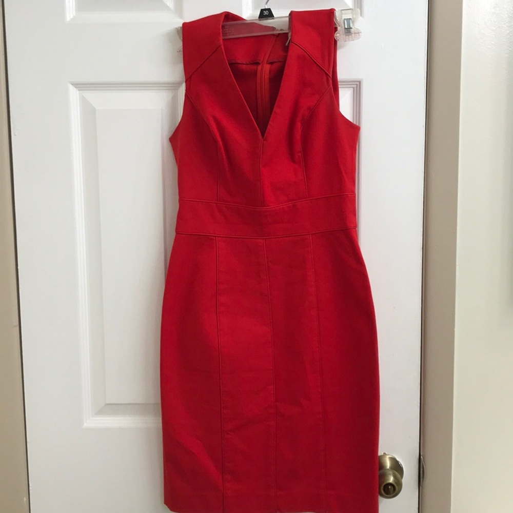 Red V neck dress from banana republic